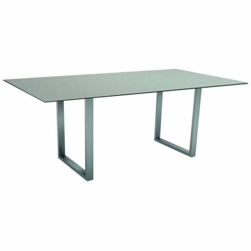 Stern Kufentisch, Gestell Edelstahl, Tischplatte HPL Nordic green, Tischgröße: 200x100 cm