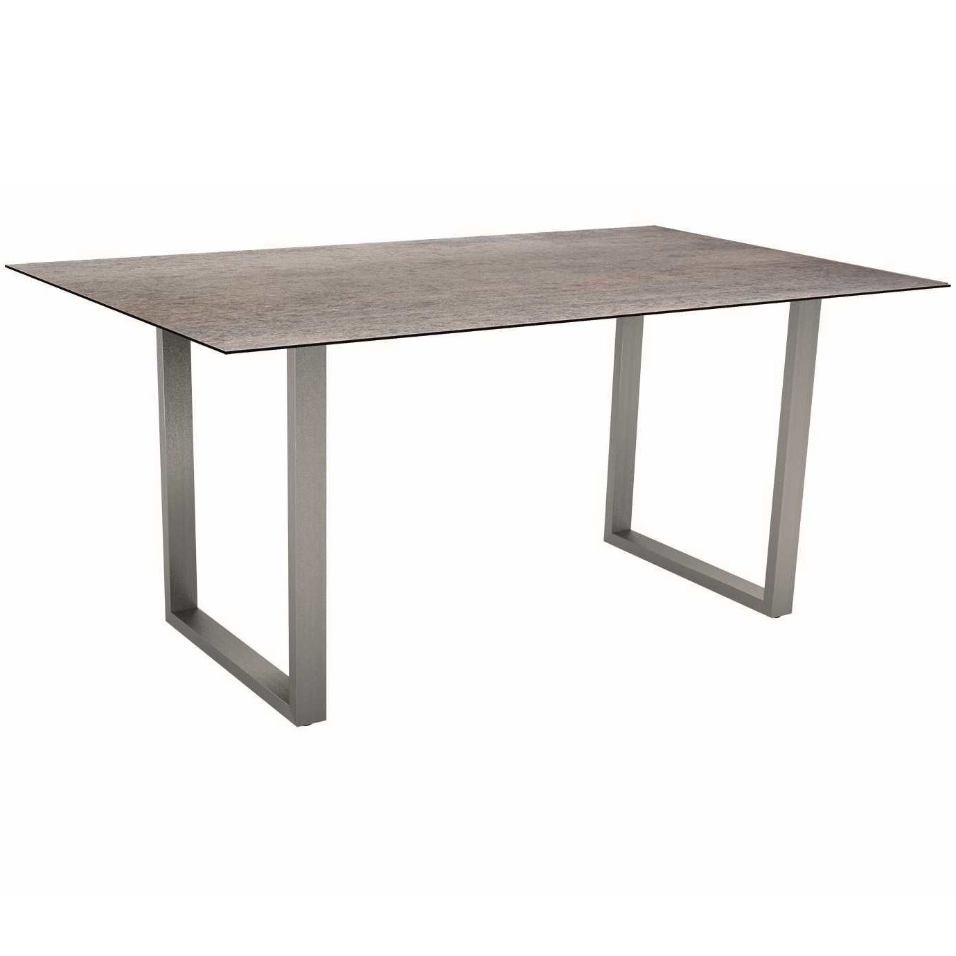 Stern Kufentisch, Gestell Edelstahl, Tischplatte HPL Smoky, Tischgröße: 160x90 cm