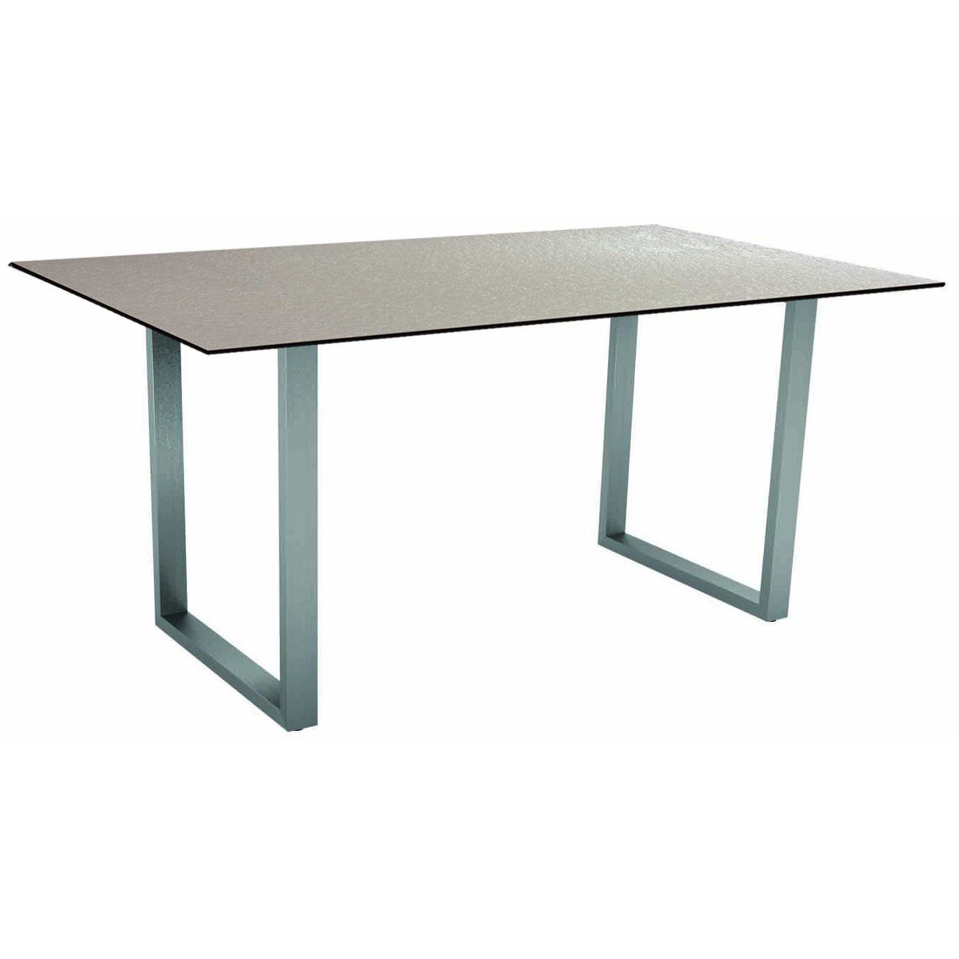 Stern Kufentisch, Gestell Edelstahl, Tischplatte HPL Uni grau, Tischgröße: 160x90 cm