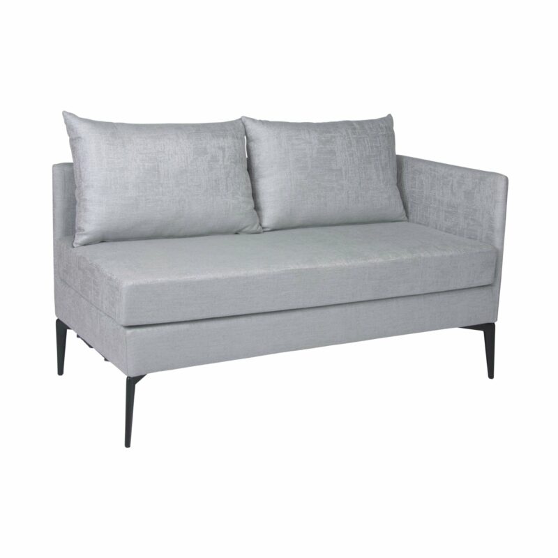 Stern "Marta" 2-Sitzer-Element links, Gestell Alu anthrazit, Bezug: Outdoorstoff hellgrau/seidengrau meliert