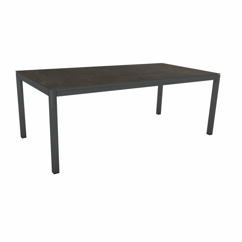 Stern Tischsystem, Gestell Aluminium anthrazit, Tischplatte Dekton Lava anthrazit, 200x100 cm