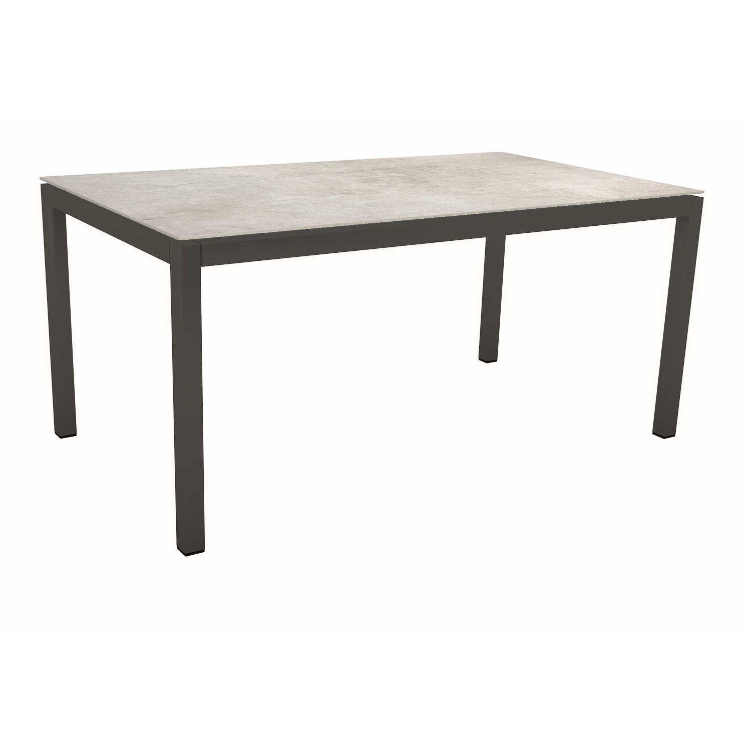 Stern Tischsystem, Gestell Aluminium anthrazit, Tischplatte Dekton Lava hellgrau, 160x90 cm