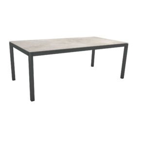 Stern Tischsystem, Gestell Aluminium anthrazit, Tischplatte Dekton Lava hellgrau, 200x100 cm