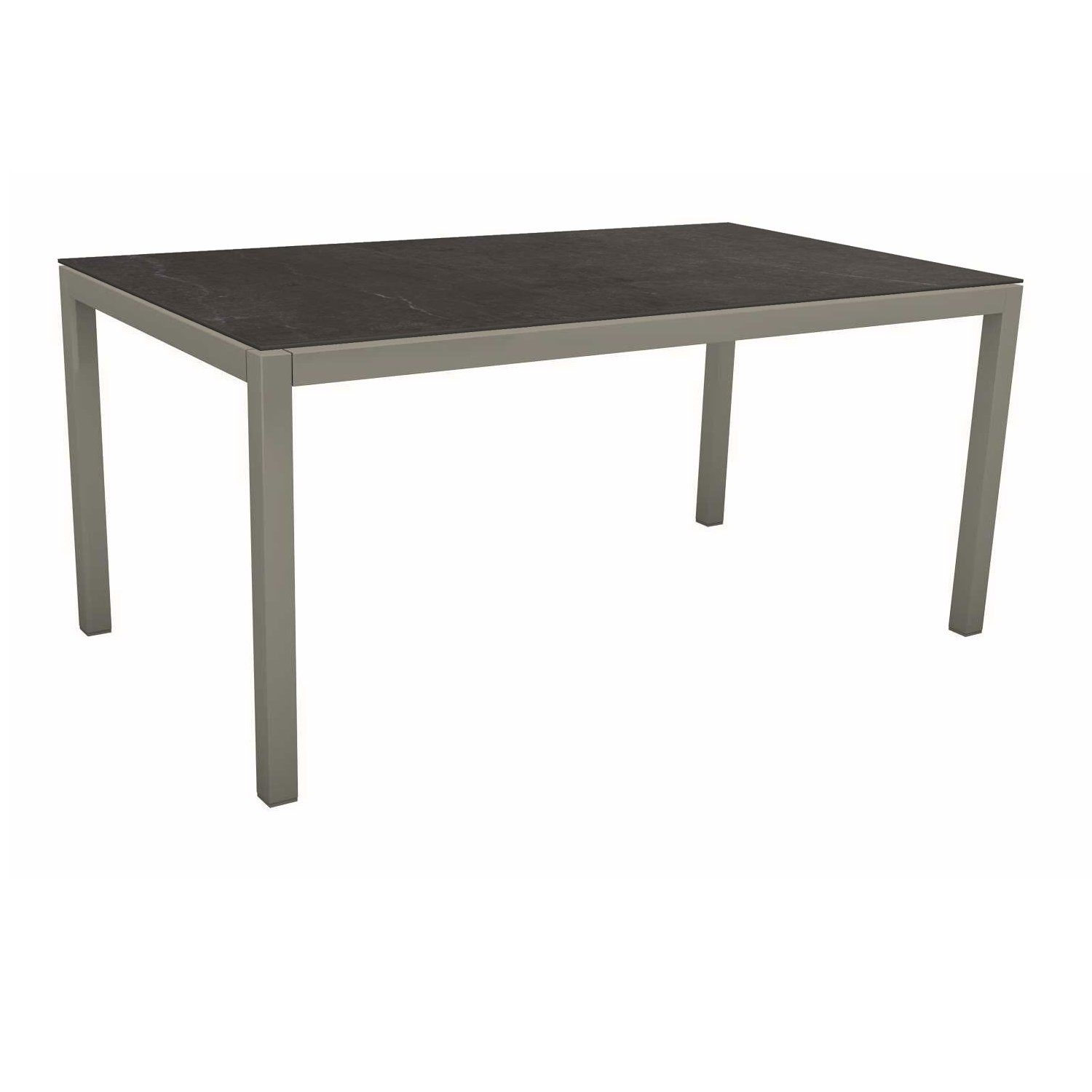 Stern Tischsystem, Gestell Aluminium graphit, Tischplatte Dekton Lava anthrazit, 160x90 cm