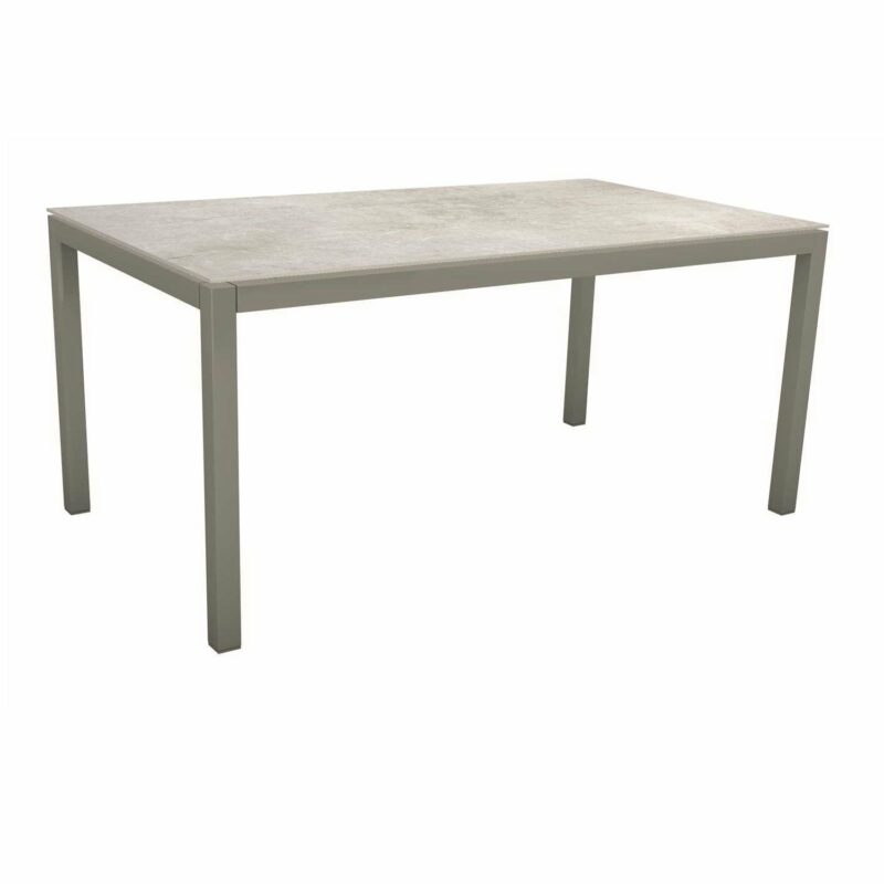 Stern Tischsystem, Gestell Aluminium graphit, Tischplatte Dekton Lava hellgrau, 160x90 cm