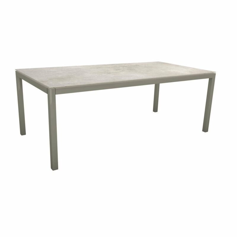 Stern Tischsystem, Gestell Aluminium graphit, Tischplatte Dekton Lava hellgrau, 200x100 cm