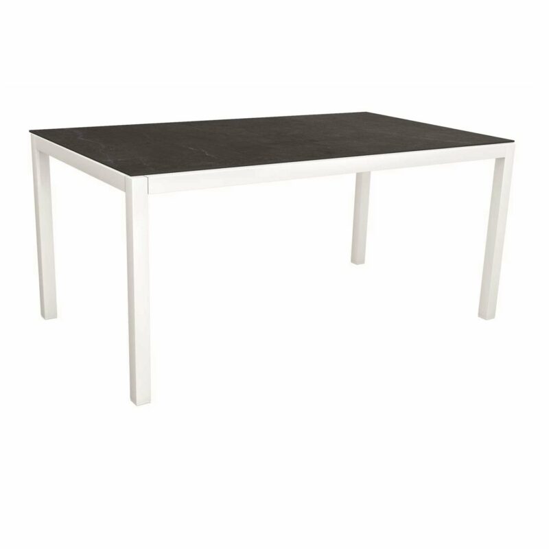 Stern Tischsystem, Gestell Aluminium weiß, Tischplatte Dekton Lava anthrazit, 160x90 cm
