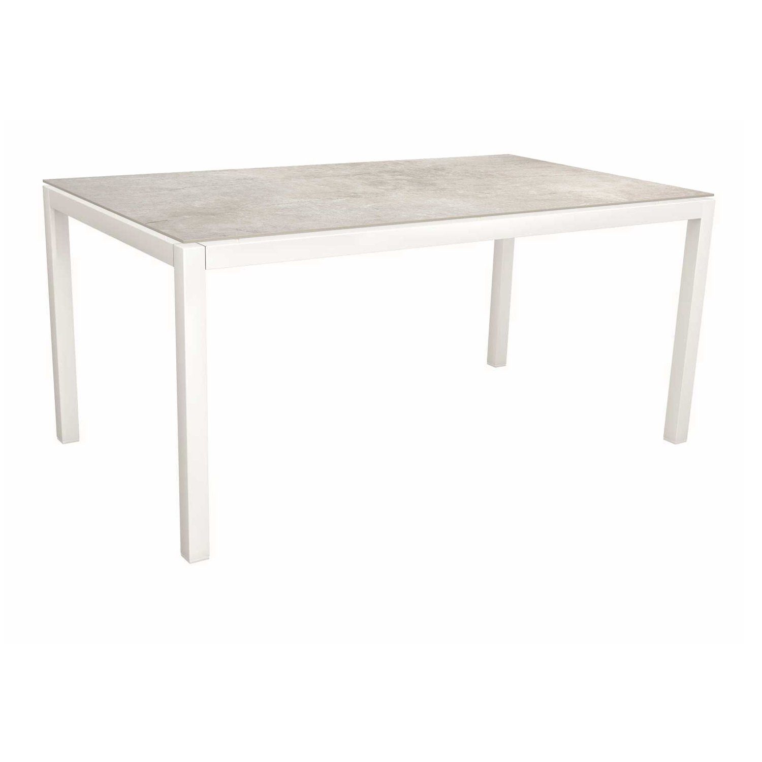Stern Tischsystem, Gestell Aluminium weiß, Tischplatte Dekton Lava hellgrau, 160x90 cm