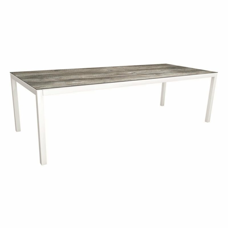 Stern Tischsystem, Gestell Aluminium weiß, Tischplatte HPL Tundra grau, Größe: 250×100 cm