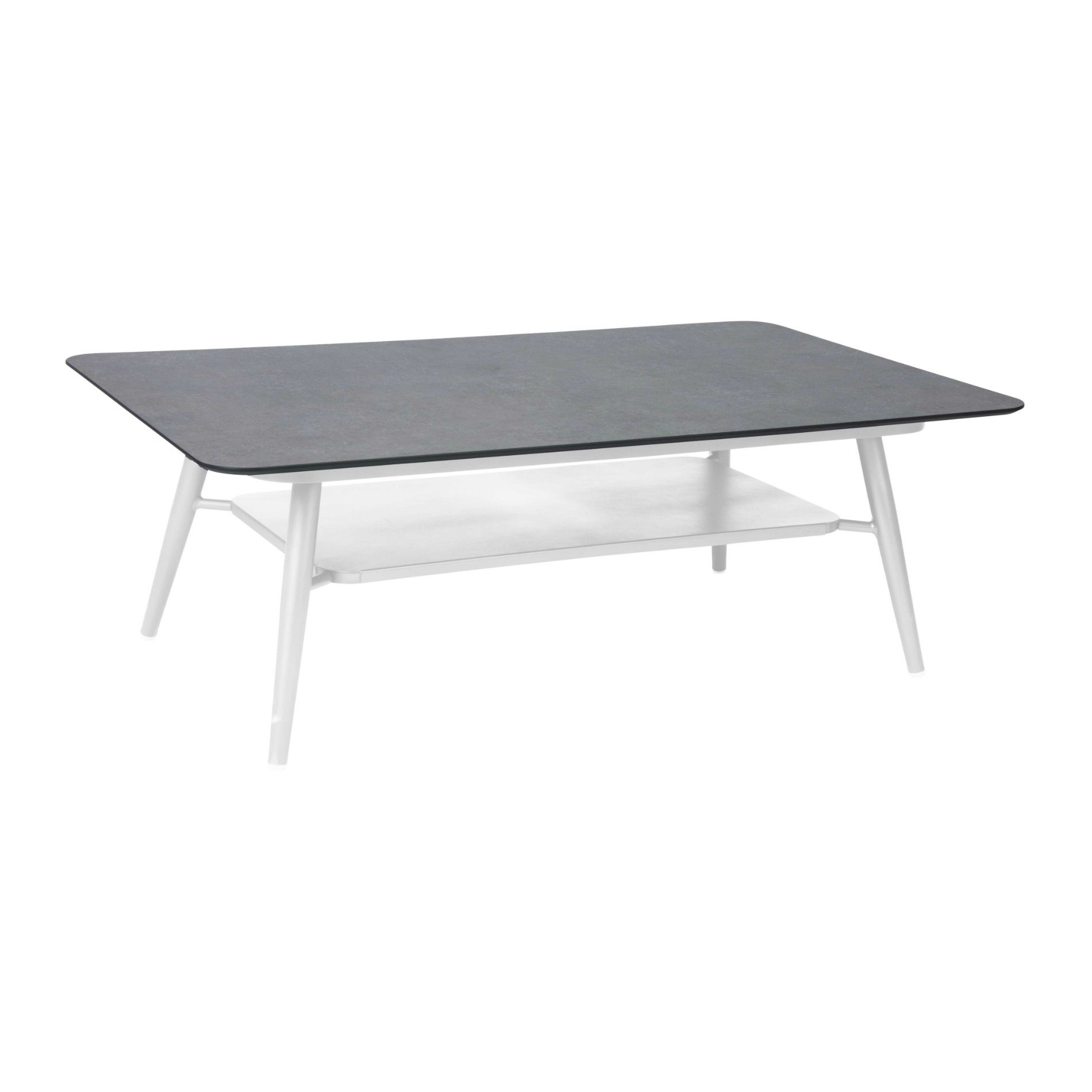 Loungetisch 130x80 cm "Vanda" der Marke Stern, Aluminiumgestell weiß, HPL Tischplatte Dark Marble