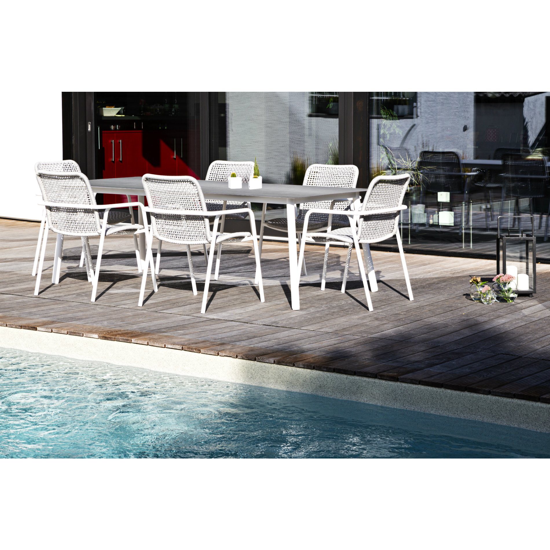 Jati&Kebon Gartenmöbel-Set "Durham" Aluminium weiß 7-teilig