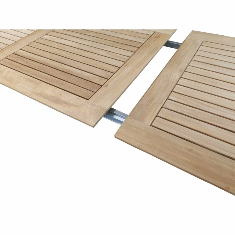SIT Mobilia Tischplatte Teakholz rahmenverleimt, Detail Auszugsmechanismus