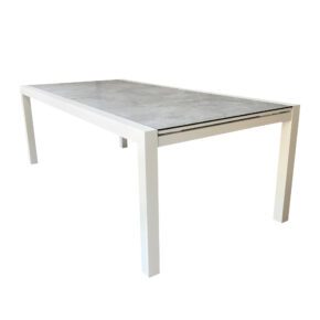 Jati&Kebon Ausziehtisch "Livorno", Alu weiß, Tischplatte HPL Granit hellgrau