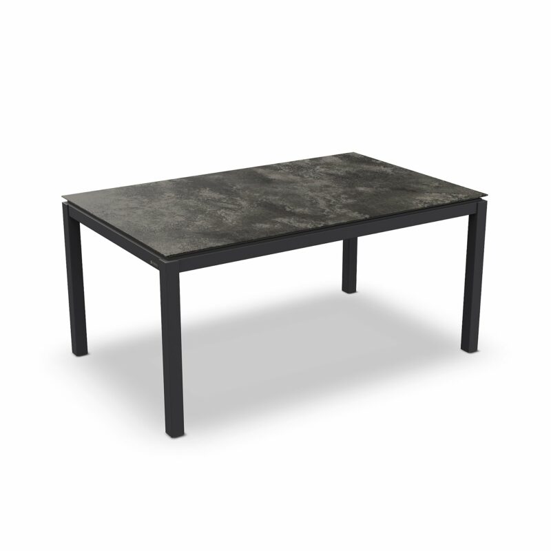 Jati&Kebon Gartentisch “Lugo“, Gestell Aluminium eisengrau, Tischplatte HPL Granit dunkelgrau, 160x90 cm