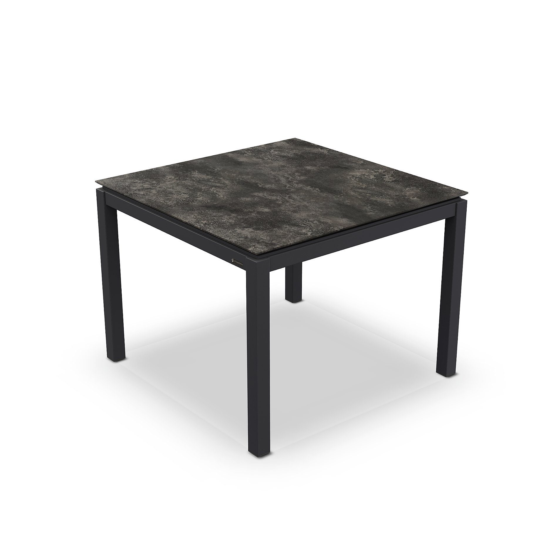 Jati&Kebon Gartentisch “Lugo“, Gestell Aluminium eisengrau, Tischplatte HPL Granit dunkelgrau, 90x90 cm