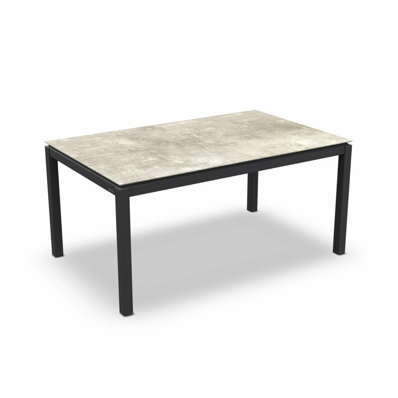 Jati&Kebon Gartentisch “Lugo“, Gestell Aluminium eisengrau, Tischplatte HPL Granit hellgrau, 160x90 cm