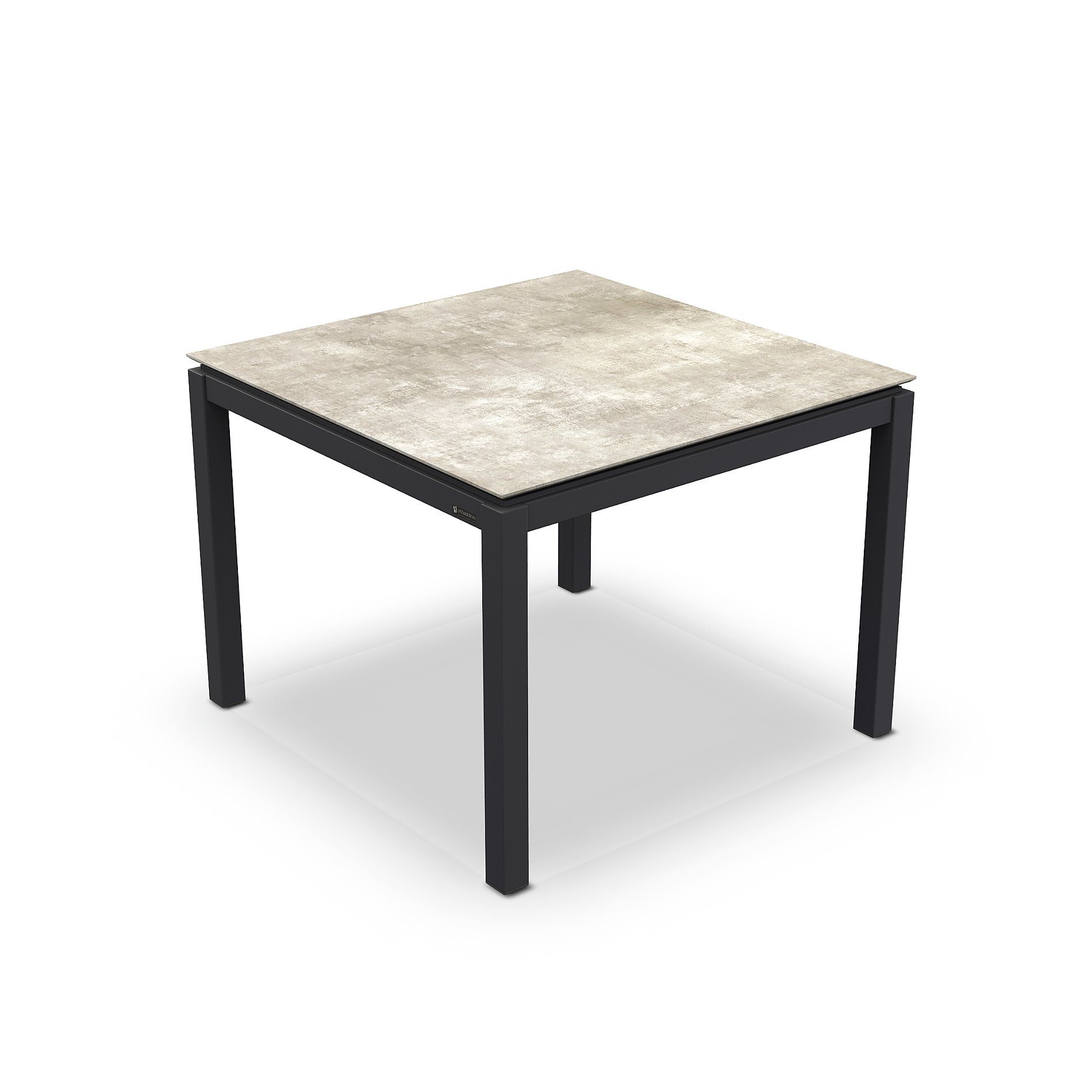 Jati&Kebon Gartentisch “Lugo“, Gestell Aluminium eisengrau, Tischplatte HPL Granit hellgrau, 90x90 cm