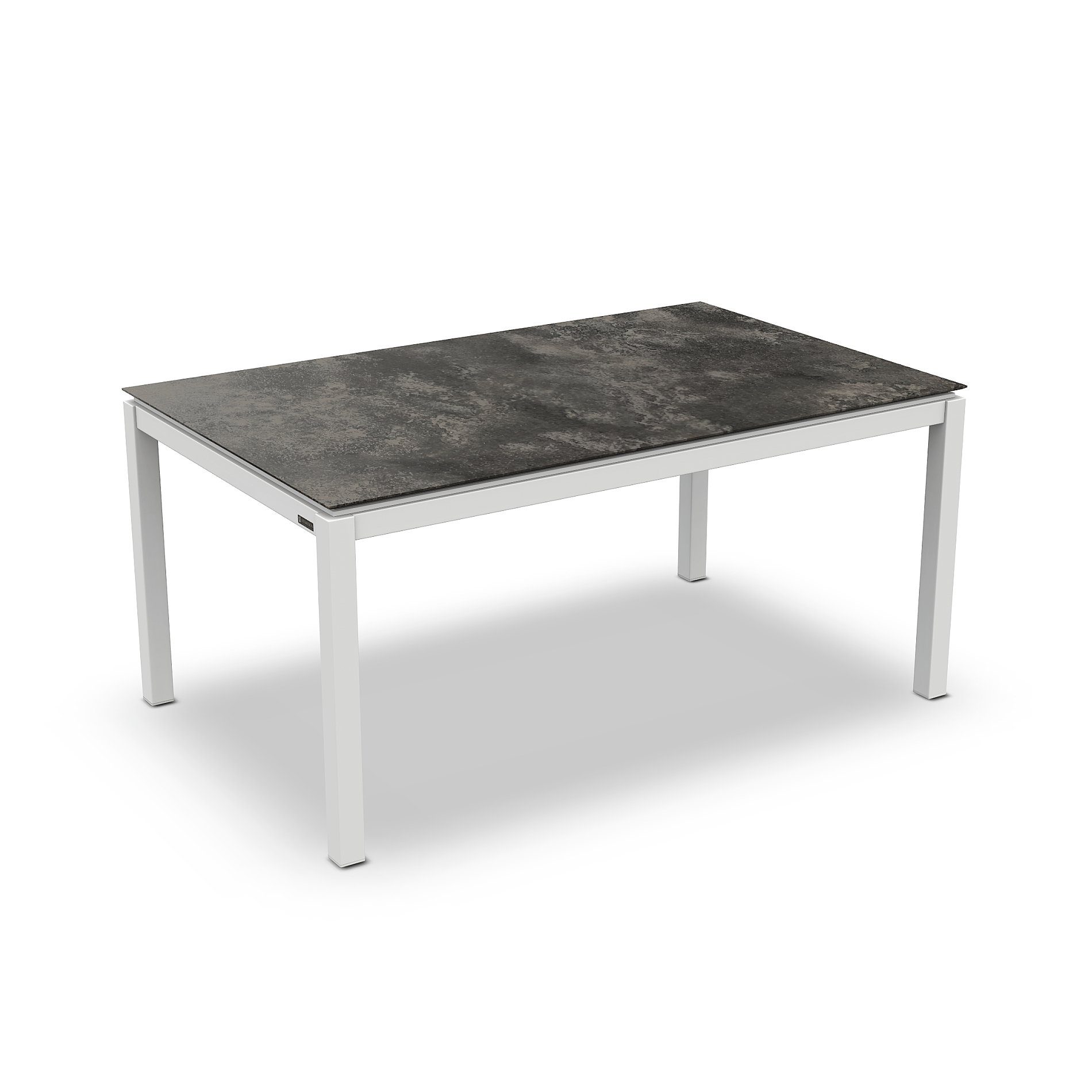 Jati&Kebon Gartentisch “Lugo“, Gestell Aluminium weiß, Tischplatte HPL Granit dunkelgrau, 160x90 cm