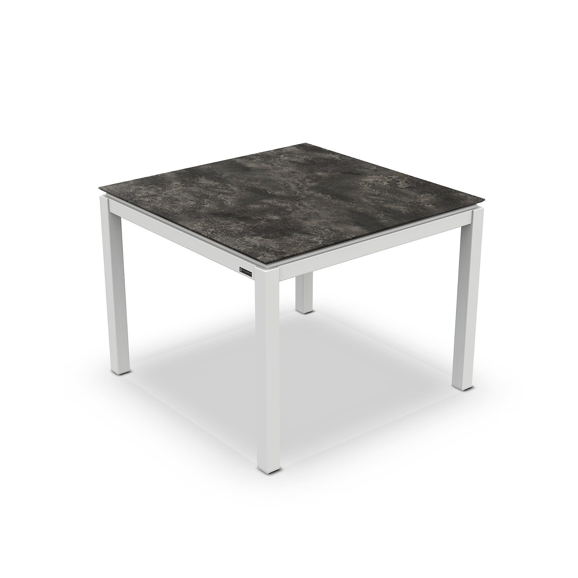 Jati&Kebon Gartentisch “Lugo“, Gestell Aluminium weiß, Tischplatte HPL Granit dunkelgrau, 90x90 cm