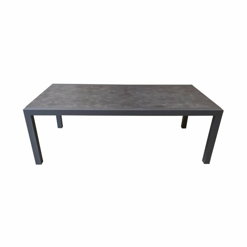 Jati&Kebon Ausziehtisch "Livorno", Alu eisengrau, Tischplatte HPL Granit dunkelgrau