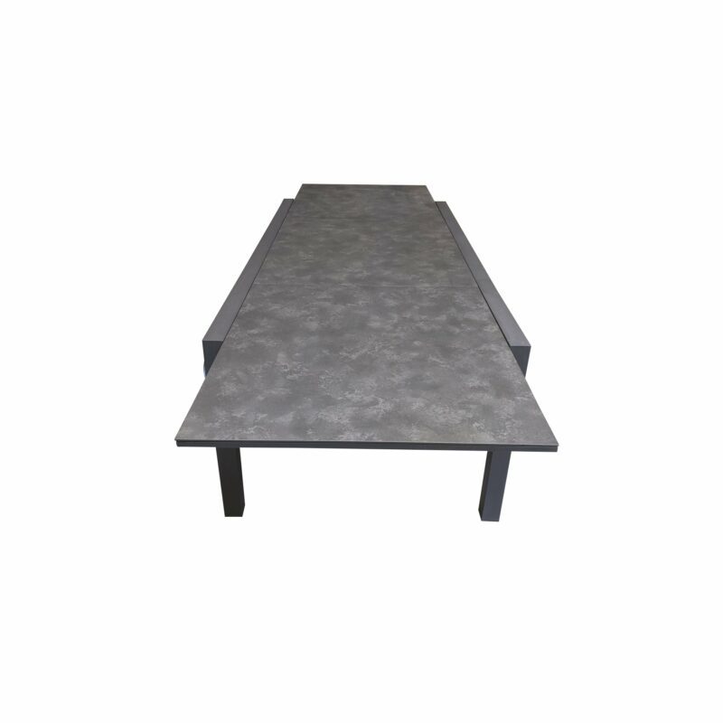 Jati&Kebon Ausziehtisch "Livorno", Alu eisengrau, Tischplatte HPL Granit dunkelgrau