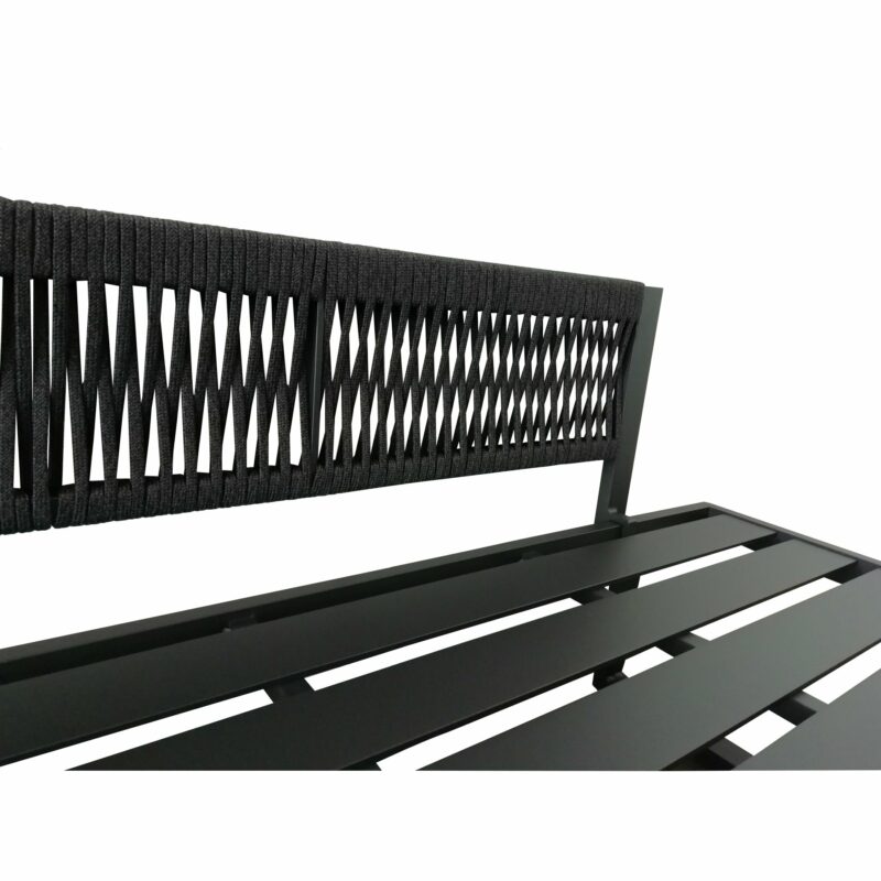 Jati&Kebon "Rao Rope" Multifunktionsliege/Loungesofa, Gestell Alu eisengrau, Rope charcoal black