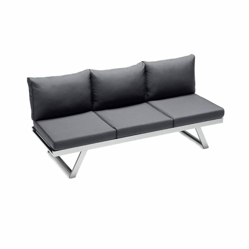 Sieger Lounge/Liege "Auckland", Gestell Aluminium graphit, Kissenfarbe grau