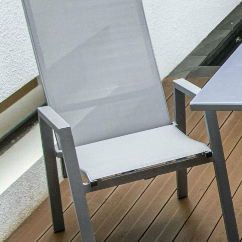 Siena Garden Sessel Calun, mit verstellbarer Rückenlehne, Gestell Aluminium matt graphit, Sitzfläche Textilgewebe jeans-grau