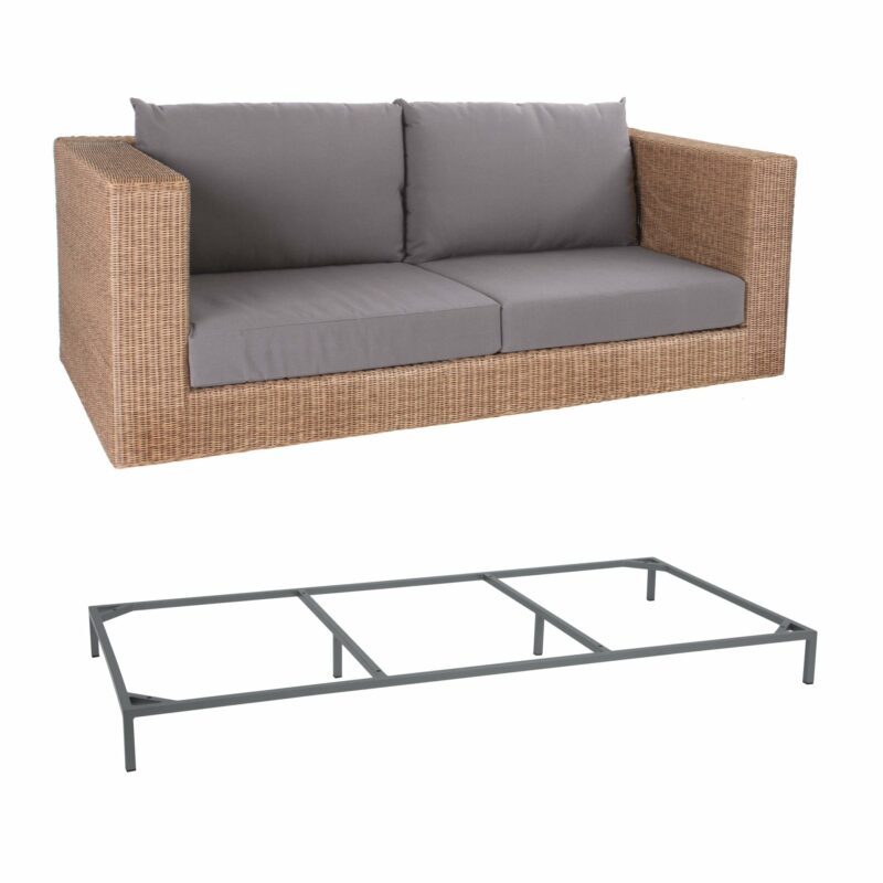 Stern Loungesofa 2-sitzig "Fontana", Gestell Alu graphit, Geflecht zimt