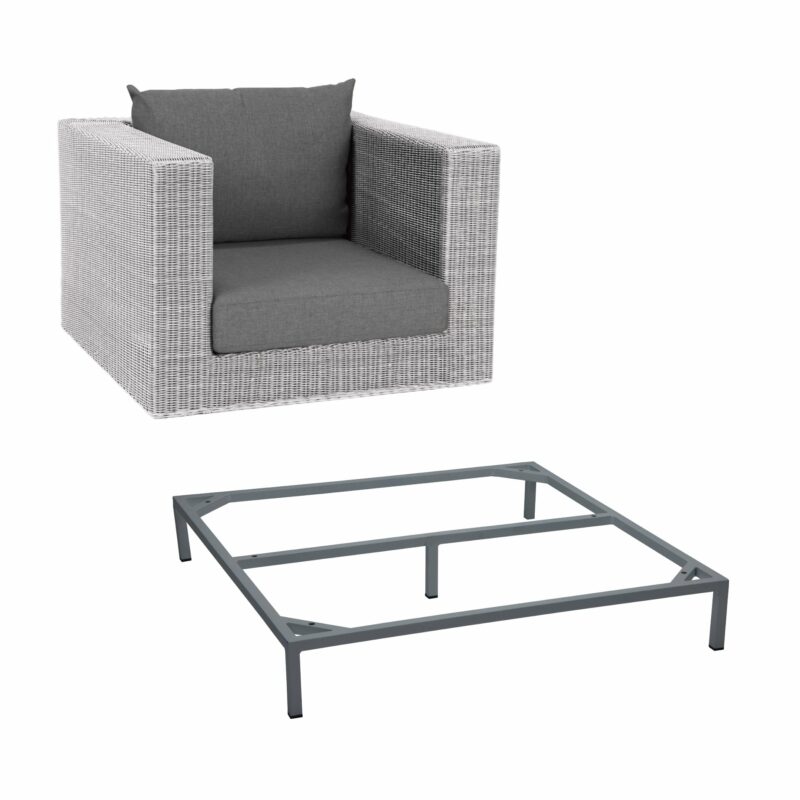 Stern Loungesessel "Fontana", Gestell Alu graphit, Geflecht vintage-weiß