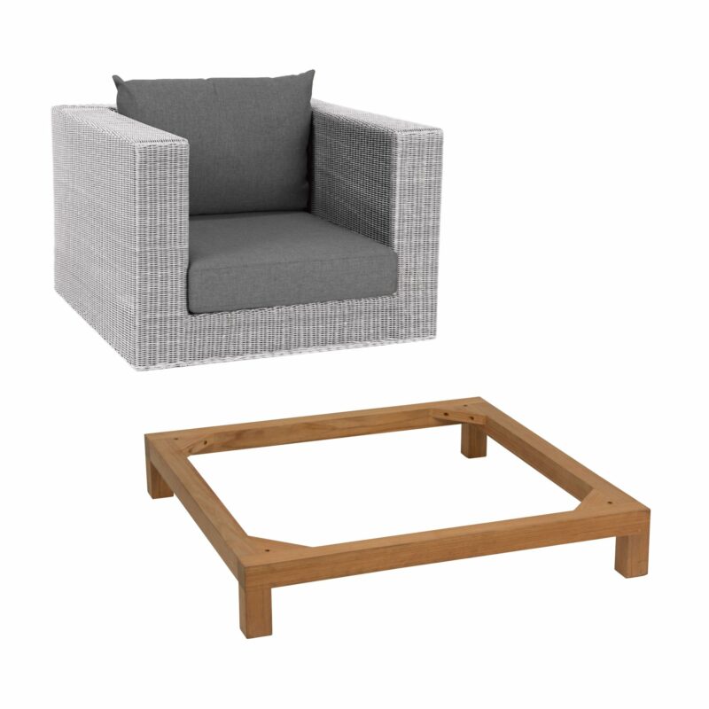 Stern Loungesessel "Fontana", Gestell Teak, Geflecht vintage-weiß