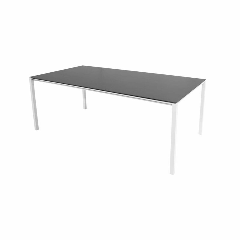 Cane-line Gartentisch "Pure", Gestell Aluminium weiß, Platte Keramik nero-black, 200x100 cm
