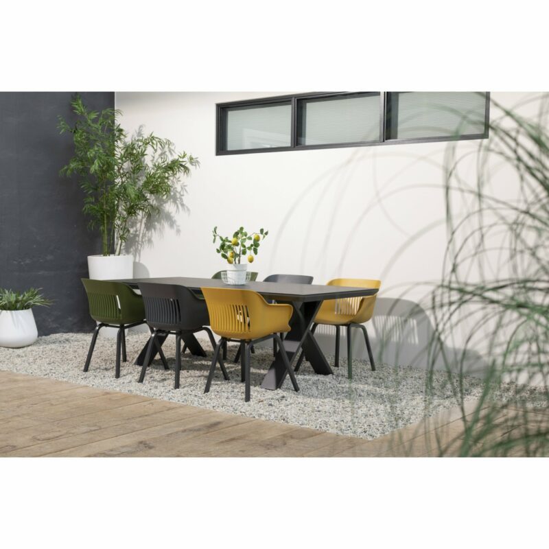 Hartmann Gartenmöbel-Set mit Tisch “Xanadu” und 6 Stühlen “Jill”, Aluminium xerix