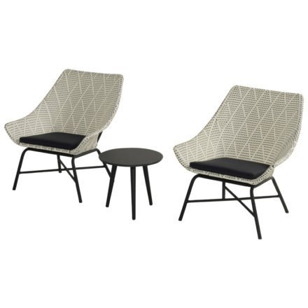 Hartman Lounge Chair "Delphine", Gestell Aluminium Carbon Black, Geflecht Diamond mit Beistelltisch "Sophie Studio"