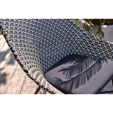 Hartman Lounge Chair "Delphine", Gestell Aluminium Carbon Black, Geflecht Black&White mit Kissen dark grey