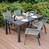 Home Islands Gartenmöbel-Set mit Tisch "Borneo" und Stuhl "Malaki", Gestell Aluminium charcoal, Tischplatte Glaskeramik dark grey, Sitzflächen-Bespannung Rope grey