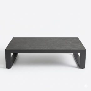 Jati&Kebon Loungetisch "Virginia", Gestell Aluminium eisengrau, Tischplatte HPL Nero granite, 120x75 cm