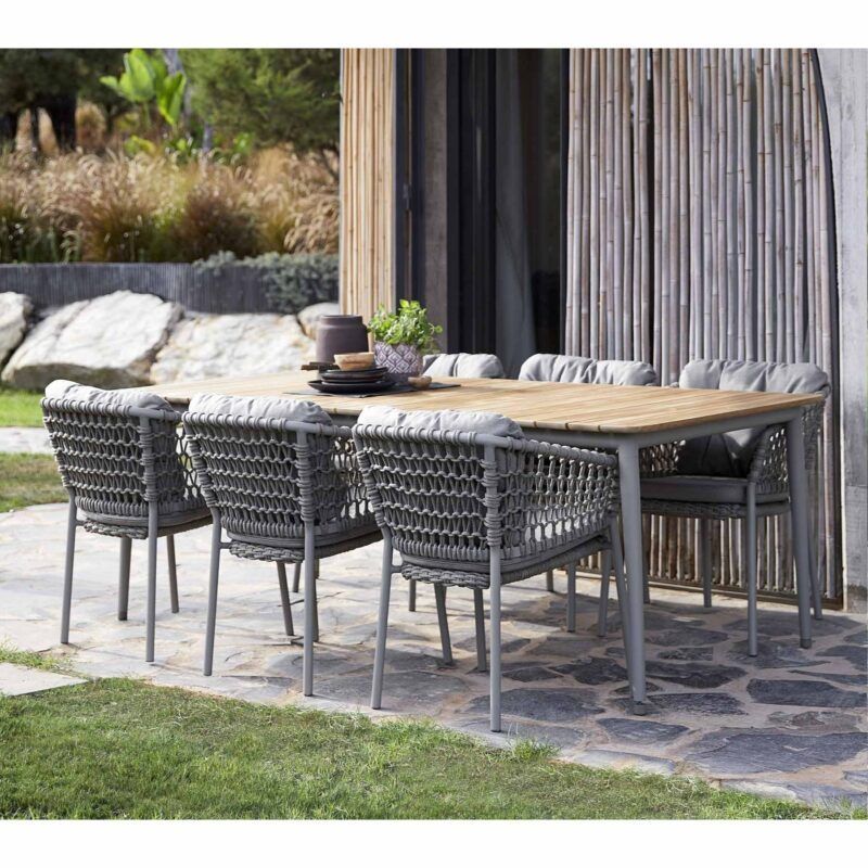 Cane-line "Ocean" Gartensessel, Soft Rope taupe und "Core" Gartentisch