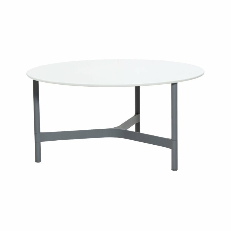 Cane-line "Twist" Loungetisch, groß, Gestell Aluminium hellgrau, Tischplatte HI-Core weiß