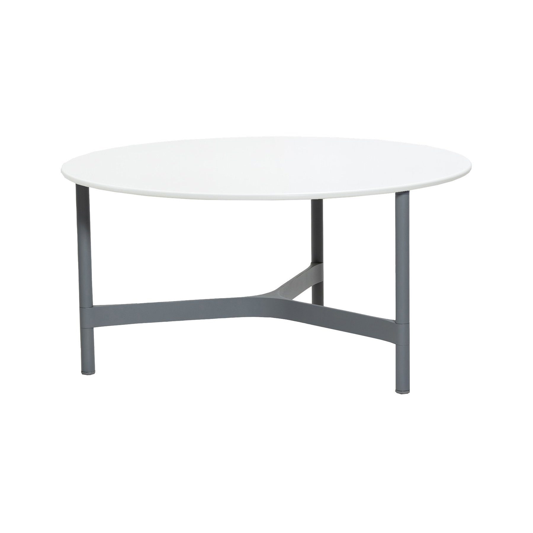 Cane-line "Twist" Loungetisch, groß, Gestell Aluminium hellgrau, Tischplatte HI-Core weiß