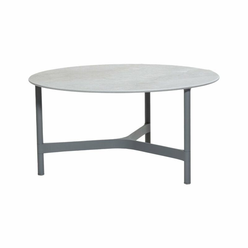 Cane-line "Twist" Loungetisch, groß, Gestell Aluminium hellgrau, Tischplatte Keramik grau