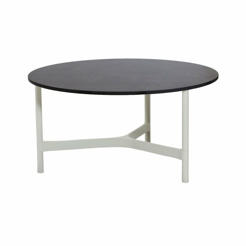 Cane-line "Twist" Loungetisch, groß, Gestell Aluminium weiß, Tischplatte HPL dark grey structure
