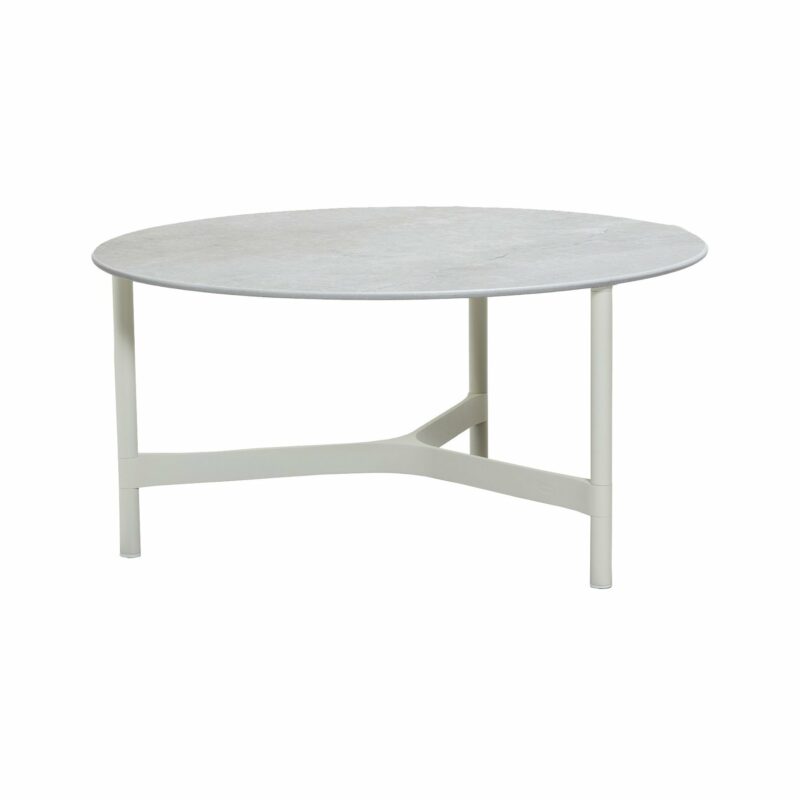 Cane-line "Twist" Loungetisch, groß, Gestell Aluminium weiß, Tischplatte Keramik grau