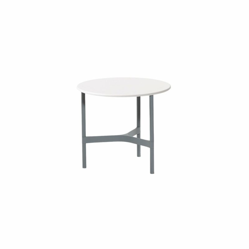 Cane-line "Twist" Loungetisch, klein, Gestell Aluminium hellgrau, Tischplatte HI-Core weiß