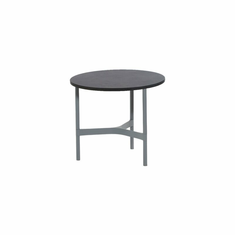 Cane-line "Twist" Loungetisch, klein, Gestell Aluminium hellgrau. Tischplatte HPL dark grey structure