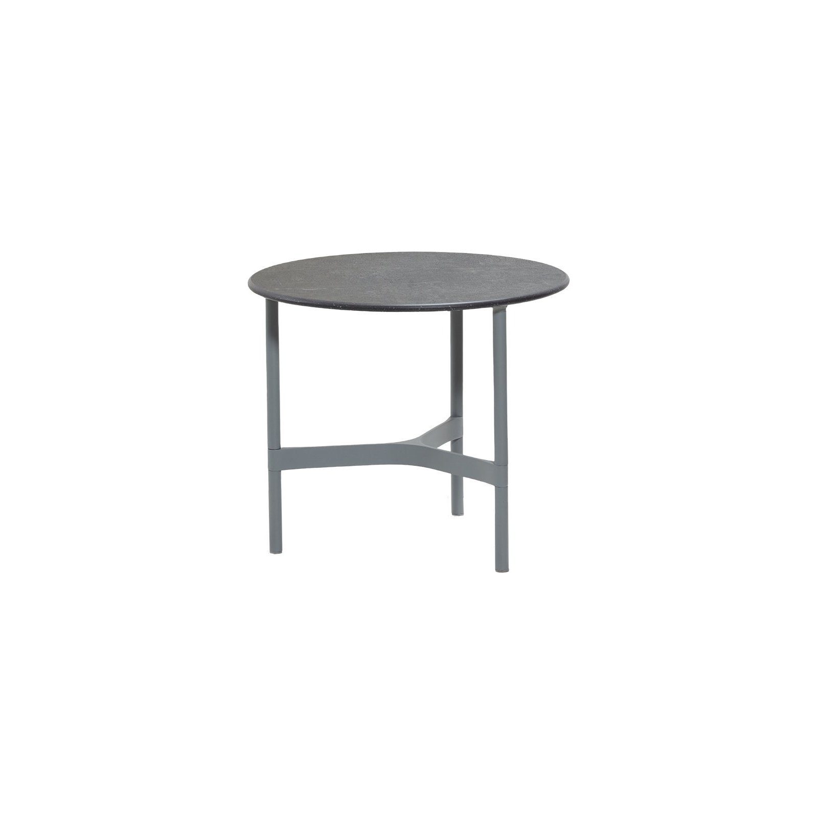 Cane-line "Twist" Loungetisch, klein, Gestell Aluminium hellgrau, Tischplatte Keramik schwarz