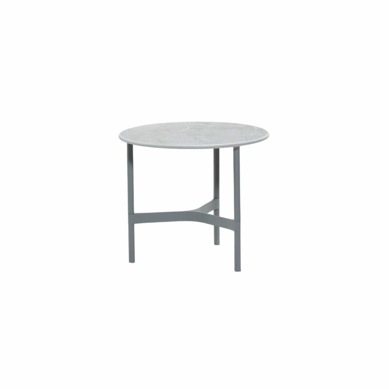 Cane-line "Twist" Loungetisch, klein, Gestell Aluminium hellgrau, Tischplatte Keramik grau