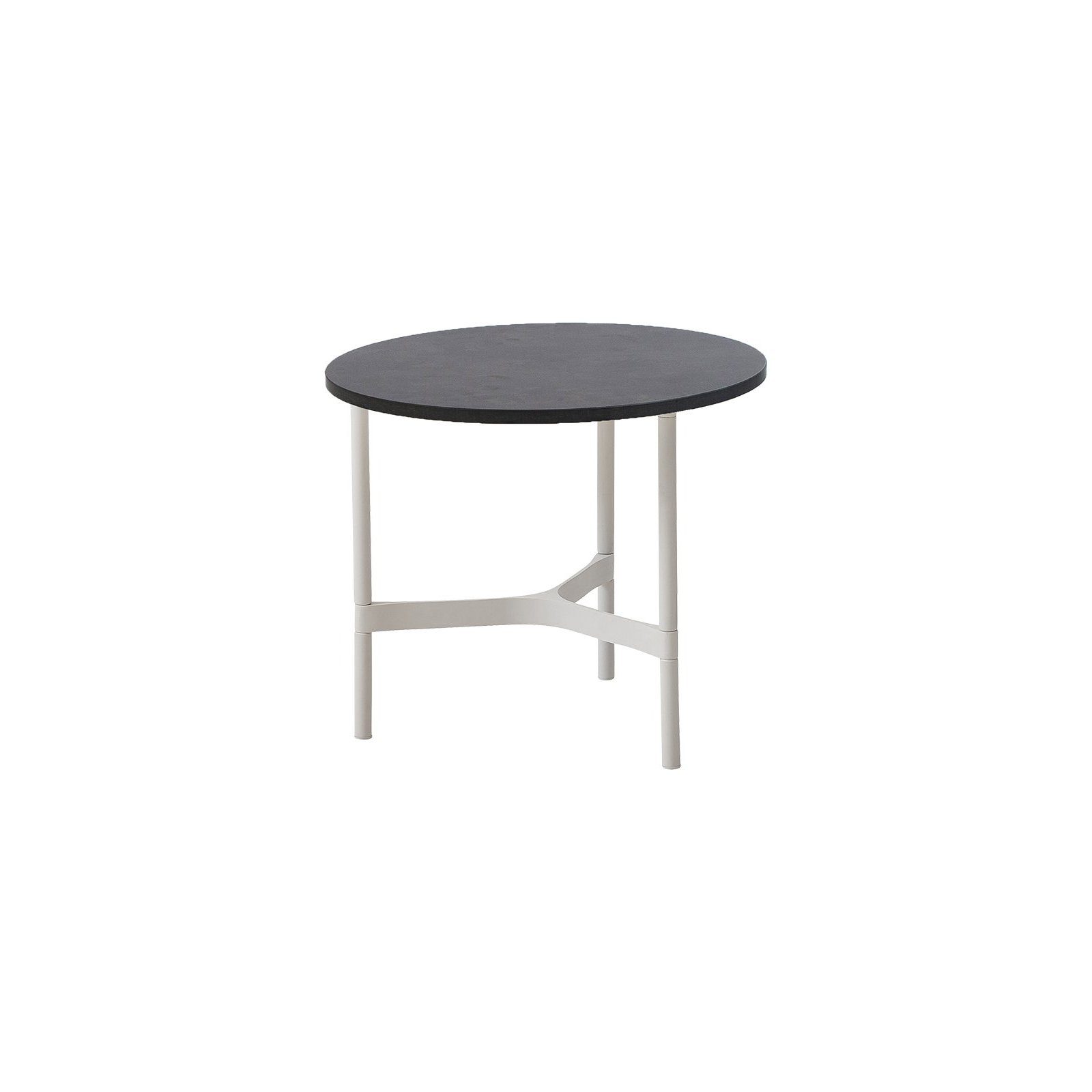 Cane-line "Twist" Loungetisch, klein, Gestell Aluminium weiß, Tischplatte HPL dark grey structure