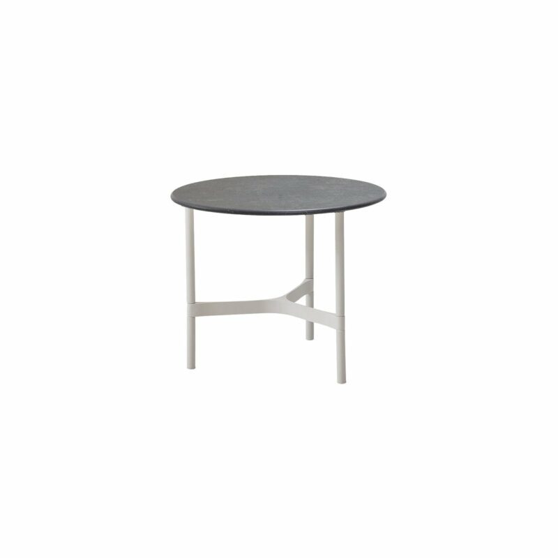 Cane-line "Twist" Loungetisch, klein, Gestell Aluminium weiß, Tischplatte Keramik schwarz