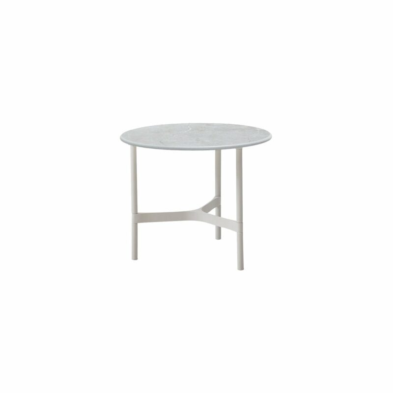 Cane-line "Twist" Loungetisch, klein, Gestell Aluminium weiß, Tischplatte Keramik grau
